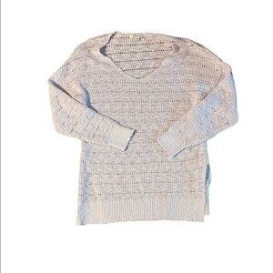 American Eagle Women's Open Stitch Knit Sweater Size M Pink V Neck Crochet